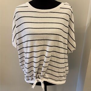 Barefoot Dreams Black Striped Short Sleeve Top